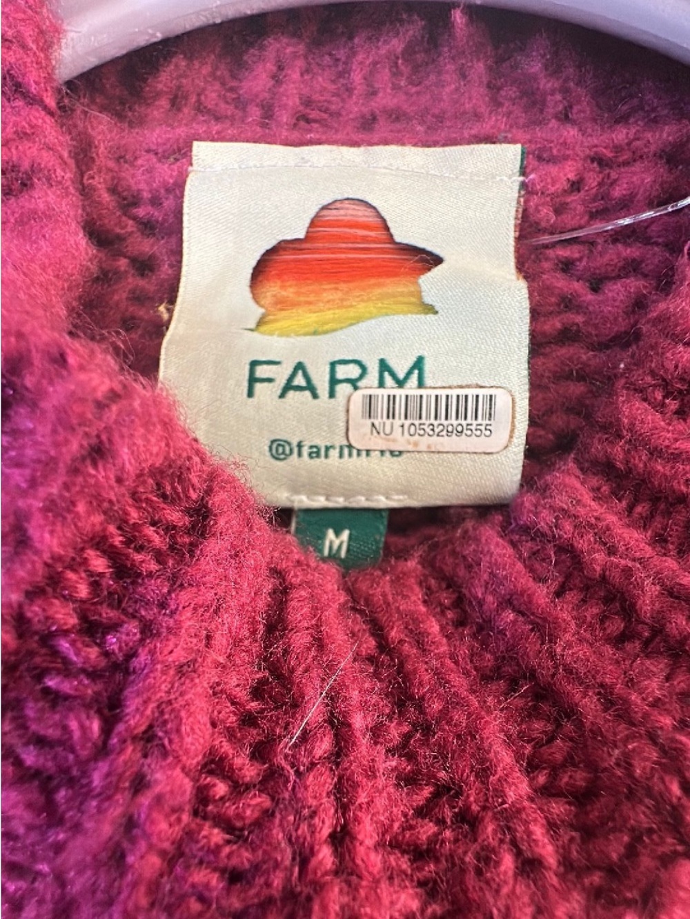 FARM Rio Women's Fuchsia Stripe Cozy Chunky Knit Sweater - M